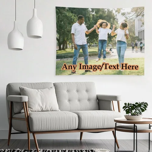 Vista 4 de Nsipan Tapiz de pared personalizado, texto con imagen, tapiz personalizado para boda, divertido telón de fondo, perfecto para decoración del hogar