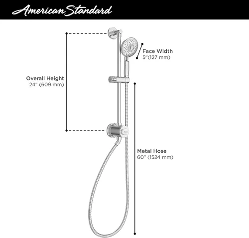 Vista 5 de American Standard 9238759.295 Spectra Sistema de riel de ducha manual filtrado en níquel cepillado