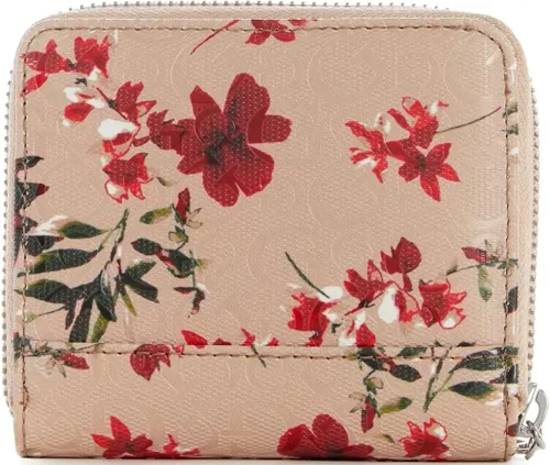 Vista 2 de GUESS Cartera pequeña con cremallera Abree, Rosa Floral, Cartera con cremallera alrededor