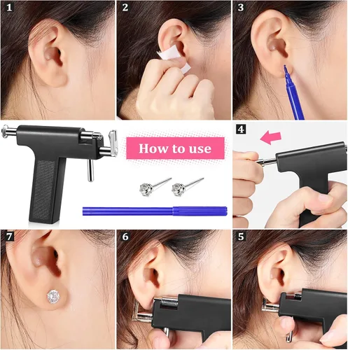 Vista 3 de Kit de 158 piezas de piercing de oreja, herramienta desechable para perforación de oreja, herramienta de perforación de oreja para el cuerpo, oreja