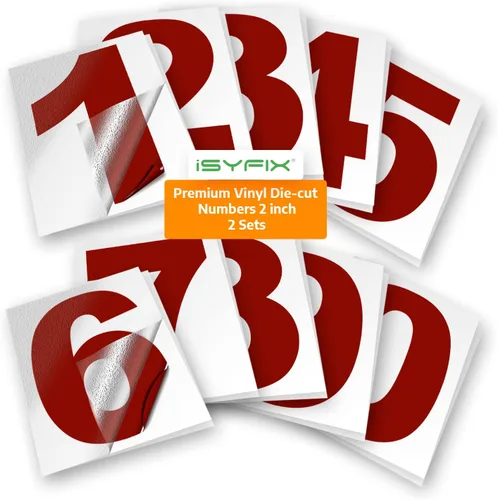 Vista 64 de iSYFIX Calcomanías de Números de Vinilo Verde Manzana – 1.5 Pulgadas Autoadhesivas (2 Juegos) – Calcomanía Premium Troquelada y Pre-espaciada