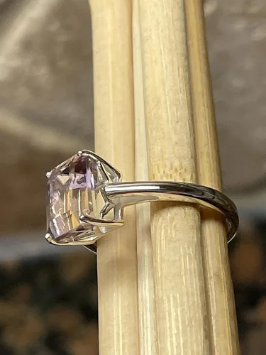 Vista 3 de Anillo de compromiso de plata esterlina 925 maciza ametrina de 1 ct tamaño 8, 9