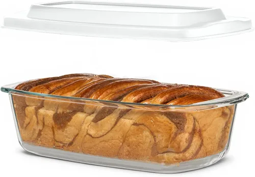 Vista 17 de Razab LARGE 7.6 Cups/1800 ML/1.9 Qt Glass Loaf Pan with Lids - Meatloaf Pan BPA free Airtight Lids Grip Handle Easy Carry, Microwave and Oven Safe