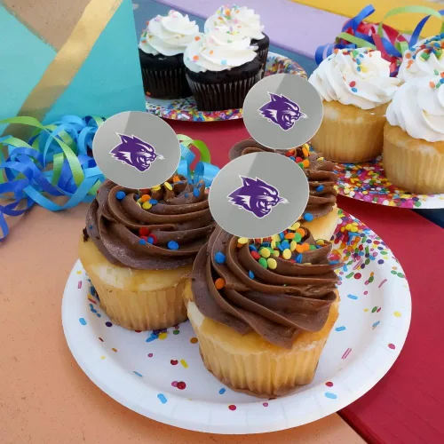 Vista 4 de Abilene Christian - Juego de 6 palillos para cupcakes con logotipo secundario