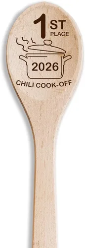 Vista 5 de Chili Cook Off Wooden Spoons Set Of 3 Chili Cook-Off Awards Champion Winner Event Prize Home Gifts Personalized Cook Off Trophy (3 Spoons)