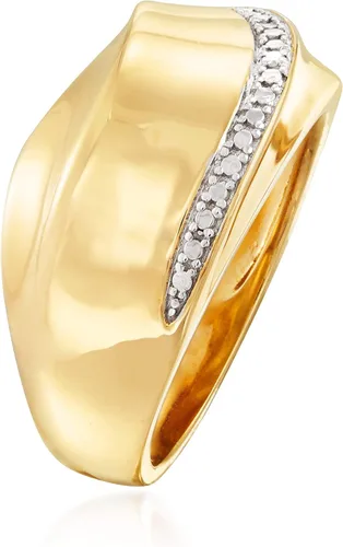 Vista 3 de Ross-Simons Two-Tone Sterling Silver Wave Ring With Diamond Accents