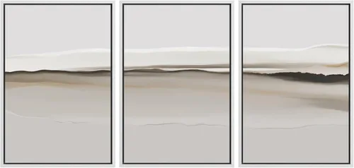 Vista 74 de SIGNFORD - Set de obras de arte en lienzo enmarcado para pared, ilustraciones abstractas de neblina del desierto en tonos neutros beige y marrón
