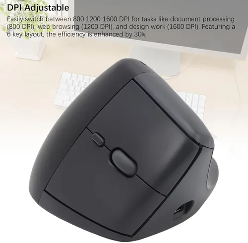 Vista 8 de XUMIUZIY Wireless Vertical Ergonomic Mouse, 2.4G / Bluetooth Vertical Optical Mouse with 6 Buttons, 800/1200/1600 Adjustable DPI, Quiet Clicks, for
