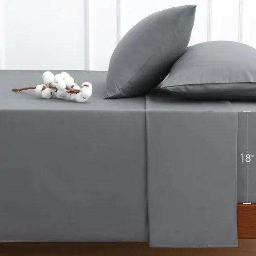 Vista 8 de HYPREST Sábanas de algodón tamaño King, sábans de bolsillo profundo de 18 pulgadas para hotel de lujo suave beige - 600 hilos