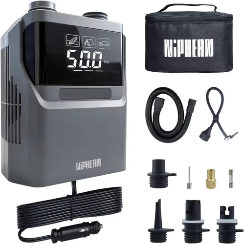 Vista 9 de Niphean Paddle Board Electric Pump, 50 PSI Automatic Dual Stage Air Pump Negro