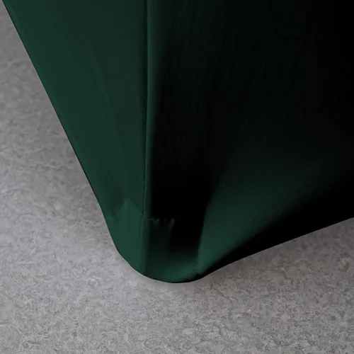 Vista 5 de Paquete de 2 manteles de elastano elásticos de elastano verde cazador de 4 pies para mesas rectangulares, eventos, bodas, banquetes y fiestas