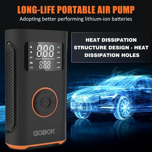 Vista 5 de Inflador de neumáticos Compresor de aire portátil con batería de 20000 mAh, bomba de aire inalámbrica de 160 PSI portátil, inflador de neumáticos