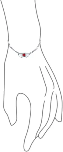 Vista 6 de Pulsera de identificación médica grabable con forma de corazón ovalada o doble en blanco, para adolescentes, para él o ella, hijo e hija, plata