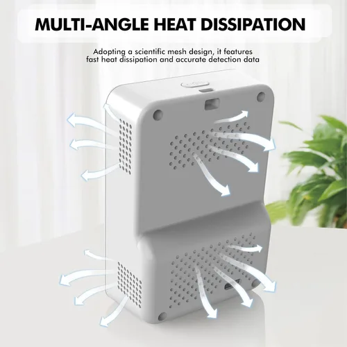 Vista 6 de Monitor de calidad del aire para interiores, probador inteligente de calidad del aire 8 en 1 con CO2, TVOC, HCHO, AQI, temperatura y humedad