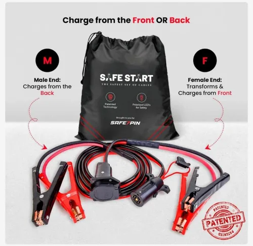 Vista 8 de Safe Start Cable de puente Cables de puente resistentes para camiones, SUV Arrancador de auto rescate Conexión rápida, luces integradas
