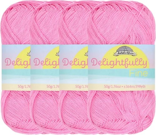 Vista 12 de JubileeYarn - Ovillo de hilo deliciosamente fino, 1.76 oz/madeja de rayón de bambú, color rosa polvo, 4 madejas