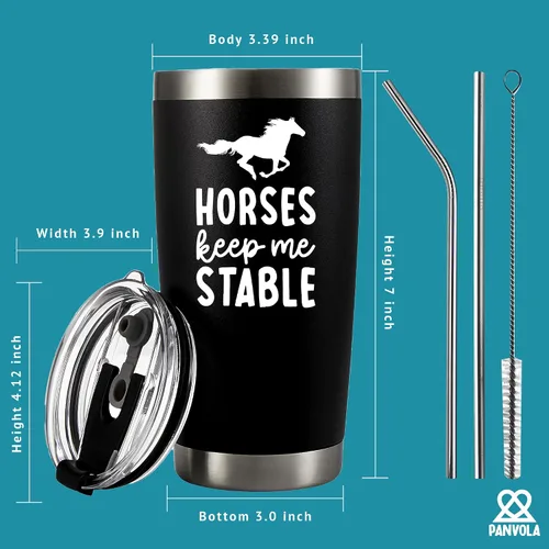 Vista 8 de Panvola Horses Keep Me Stable Horse Lover - Regalos ecuestres para mujeres y hombres, de mamá, papá, amigos, vasos aislados al vacío de acero