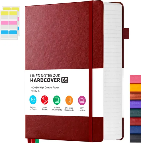 Vista 34 de FOCUS DAY Cuaderno de tapa dura 8.5 x 11, cuaderno de 320 páginas tamaño A4 grande para la universidad con líneas para la escuela y el trabajo, gran