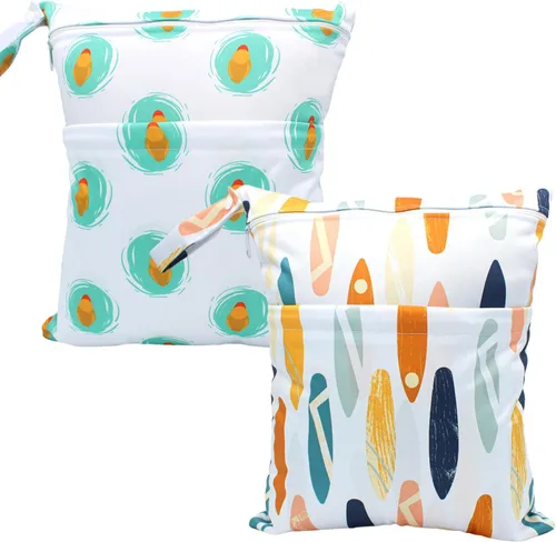 Vista 8 de Bolsa húmeda impermeable reutilizable para traje de baño, viajes, playa, piscina, traje de baño, pañales, ropa sucia de yoga, gimnasio, guardería