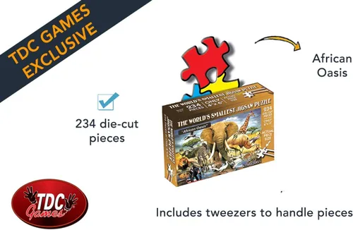 Vista 4 de TDC Games Rompecabezas más pequeño del mundo, Oasis africano - Mini rompecabezas, pequeño rompecabezas de arte de viaje desafiante para adultos, más