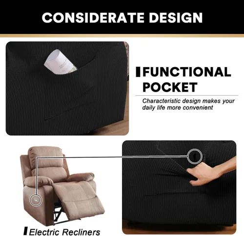 Vista 4 de PrinceDeco Funda para silla reclinable, 1 pieza, funda elástica para silla reclinable, protector de muebles con parte inferior elástica para silla