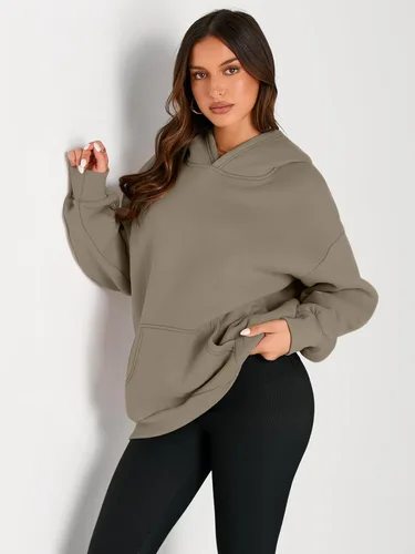 Vista 74 de Trendy Queen - Sudaderas extragrandes con capucha para mujer, suéteres de manga larga, sin botones, de vellón, de otoño, ropa de invierno