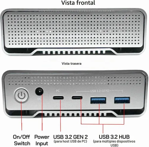 Vista 6 de Avolusion PRO-G1 - Disco duro externo USB 3.2 Gen 2 (10Gbps) USB-C de 12 TB con HUB USB 3.0 para Windows o MacOS PC de sobremesa o portátil