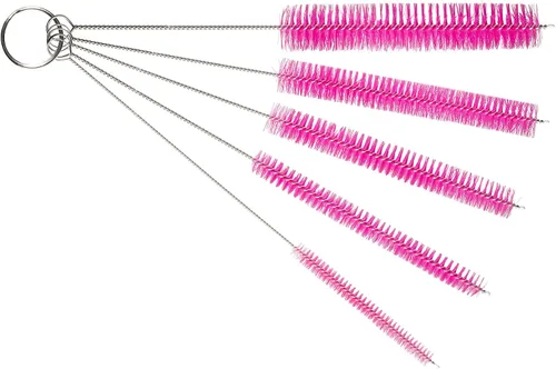 Vista 8 de Juego de cepillos de limpieza de tubos de 10 pulgadas, paquete de 5 cepillos pequeños de nailon extra largos con asas flexibles para botellas Negro