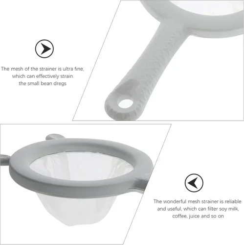 Vista 9 de Colador de malla ultra fina de cocina, 3 piezas, colador de malla fina con asa, herramienta de cocina para leche de soja, café, yogur, jugo, hoja