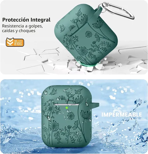 Vista 3 de Lerobo - Funda para AirPod de 2ª/1ª generación con llavero para mujeres y niñas Verde Pino