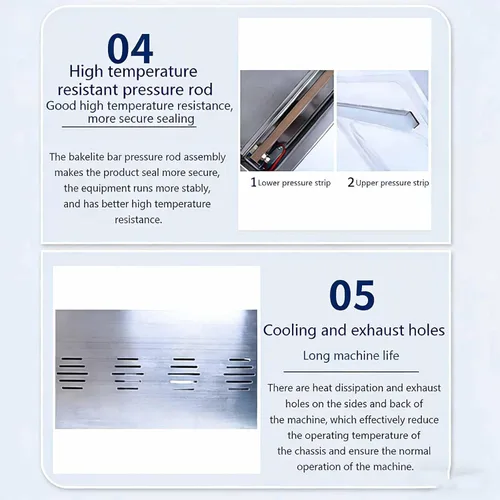 Vista 5 de Sellador al vacío de cámara de acero inoxidable, máquina automática de envasado de alimentos, potente conservador de carne y pescado, envasador al