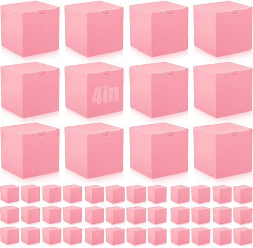 Vista 21 de Zhehao - Paquete de 48 cajas de regalo pequeñas de 10,2 x 10,2 x 10,2 cm, cajas de papel kraft cúbicas coloridas al por mayor, con tapas