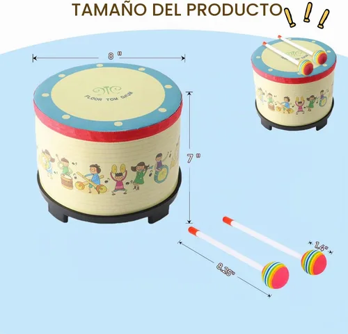 Vista 5 de Musfunny Tambor Tom de piso para niños