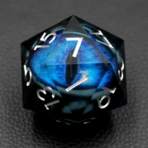 Vista 6 de Dados Dungeons and Dragons D20 con estuche de regalo, dados jumbo de globo ocular de 1.776 pulgadas (1.969 in), dados poliédricos de borde afilado