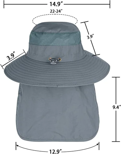Vista 6 de ZOORON Sombreros de sol para hombres y mujeres con solapa para el cuello Gris oscuro