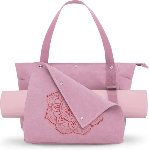 Vista 9 de Gonex Bolsa para Esterilla de Yoga, Bolsa de Gimnasio Tipo Tote con Múltiples Bolsillos para Mujeres y Hombres, Portaesterillas de Yoga de Lona