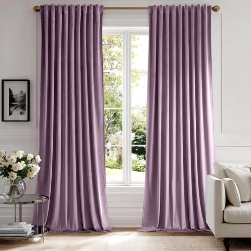 Vista 47 de MIULEE Cortinas de terciopelo de 84 pulgadas de largo, juego de 2 paneles para dormitorio, con pestaña trasera plisada, de lujo, aislamiento