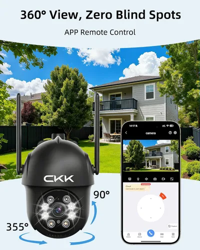 Vista 4 de CKK Cámara de seguridad 2K al aire libre, 3MP WiFi Cámaras de seguridad 1 Paquete
