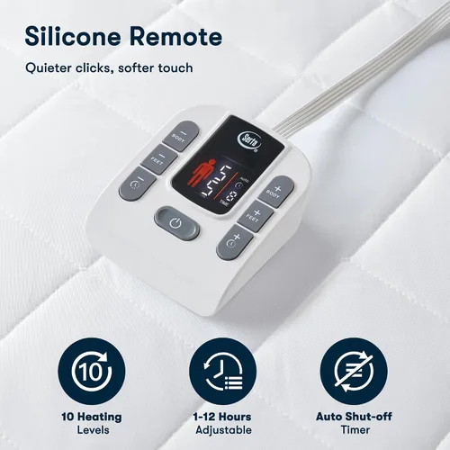 Vista 4 de Serta Protector de Colchón Calefactado Multi-Zona – Controlador Individual para Calor Personalizado de Cuerpo y Pies, 10 Configuraciones de Calor