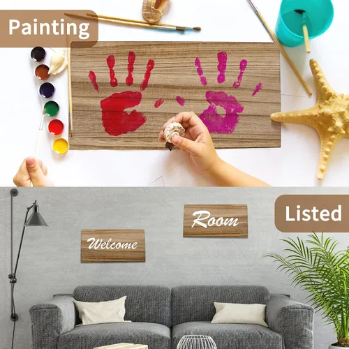 Vista 3 de Paquete de 3 tableros rectangulares de madera carbonizada de Paulownia de doble cara sin terminar para estantes de pared, manualidades, decoración