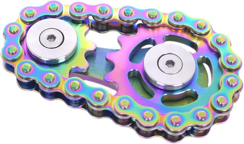 Vista 13 de Fidget Spinner, eslabón de cadena de bicicleta Spinner diseño 2 engranajes Figity Spin Finger Games, mecánica duradera de acero inoxidable