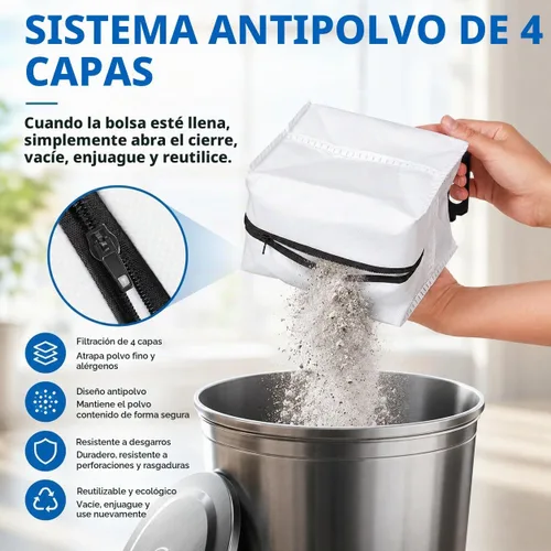 Vista 3 de Bolsas de vacío reutilizables para todos los iRobot Roomba I & S & J Series Clean Base, paquete de 3, cremallera