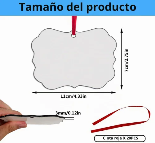 Vista 2 de 20 piezas de adornos de sublimación en blanco de sublimación para decoración de Navidad y día de Halloween