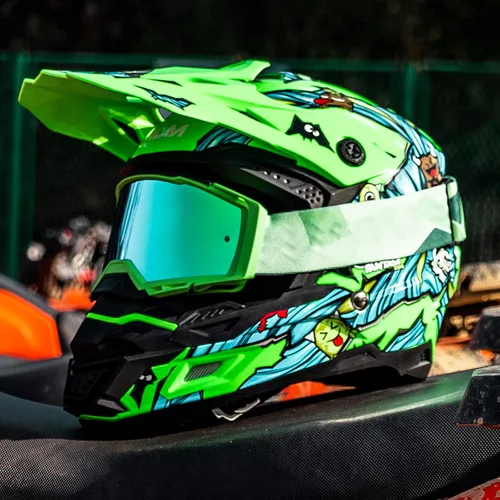Vista 7 de ILM DOT&ECE Casco ATV para Jóvenes Casco de Dirt Bike para Niños Casco Infantil Motocross Dirtbike BMX MX Todoterreno Deporte Dual Cara Completa