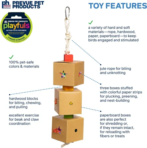 Vista 3 de Prevue Pet Products Juguete para pájaros de 3 cajas de juguetes para guardar cosas y ocultar – Accesorios para periquitos, loros, conures, cacatúas