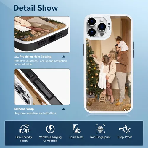 Vista 4 de Fundas de teléfono personalizadas para iPhone 16 15 14 13 12 11 Pro/Max/Plus/XR/XS/X, crea tu propia funda con foto - Funda personalizada para 1 Foto