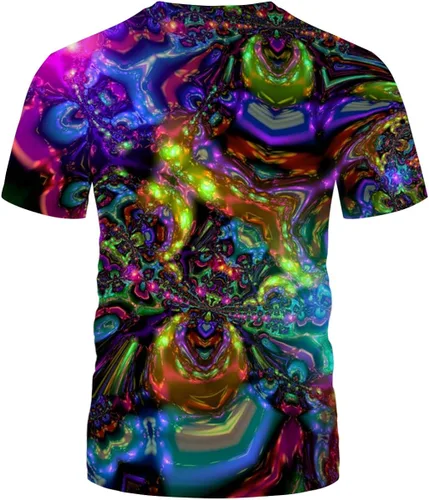 Vista 2 de Hisayhe Novelty Mens Crew Neck Print Tee 3D Abstract Art Trippy T-Shirt