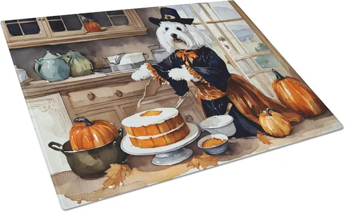 Vista 14 de Caroline's Treasures DAC1720LCB Affenpinscher - Tabla de cortar de vidrio con calabazas para cocina de otoño, grande, decorativa, de vidrio