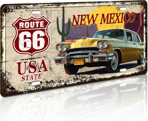 Vista 12 de Texas Route 66 - Letrero decorativo para placa de matrícula vintage de Estados Unidos, 12 x 6 pulgadas