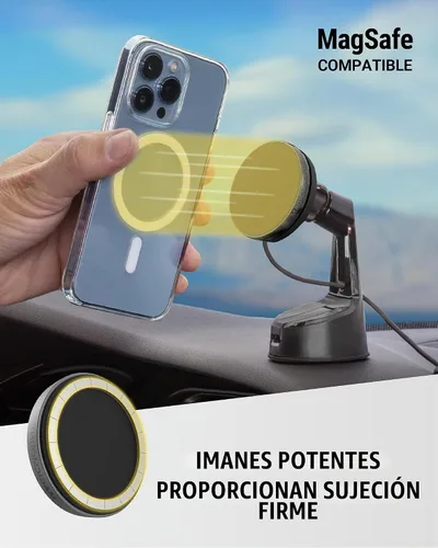 Vista 5 de Scosche MEMSQRWD MagicMount Elite - Soporte magnético de carga inalámbrica para el salpicadero/parabrisas del automóvil con cargador rápido USB-C
